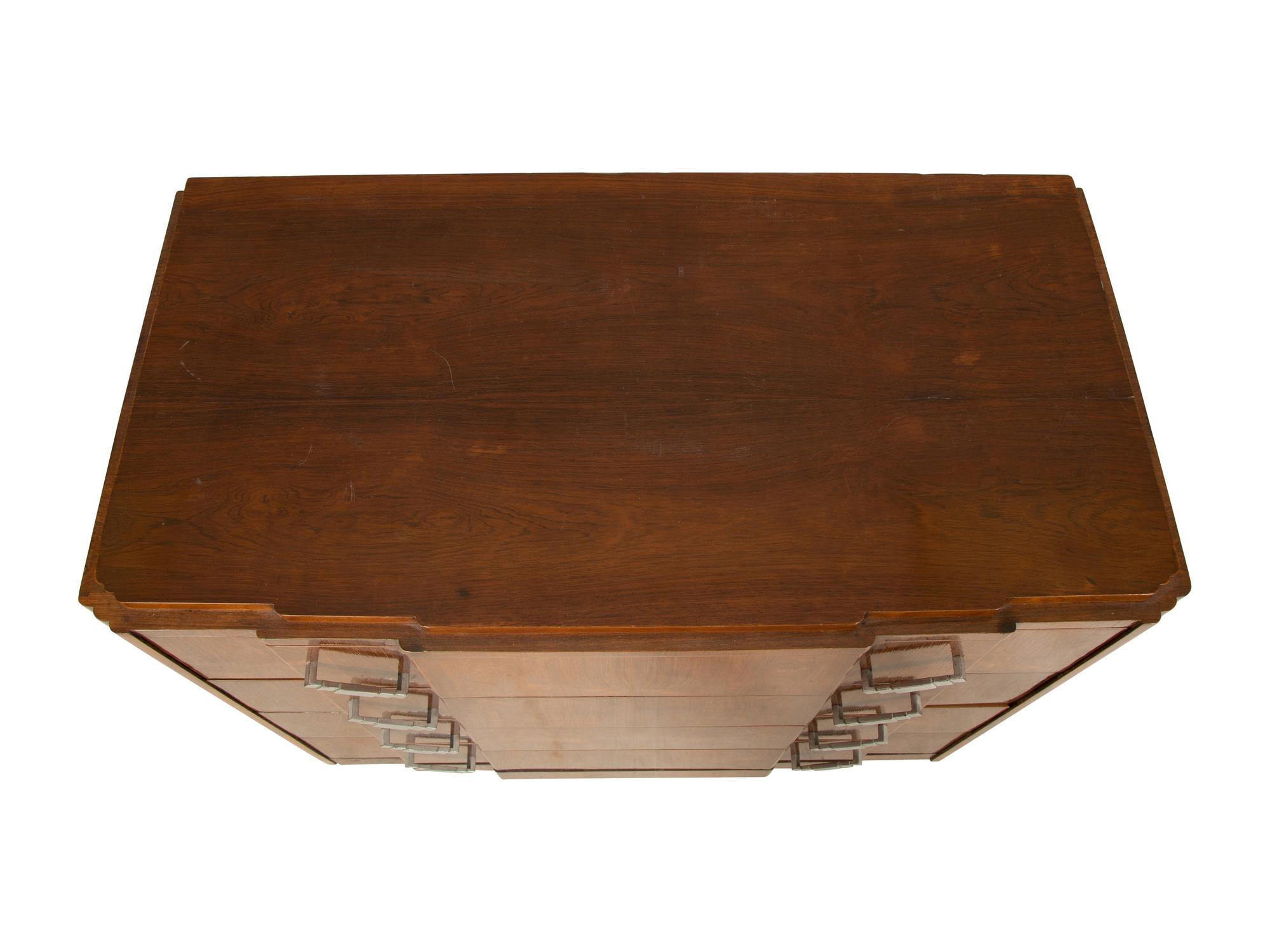 A Belgian Art Deco Rosewood Chest of Drawers