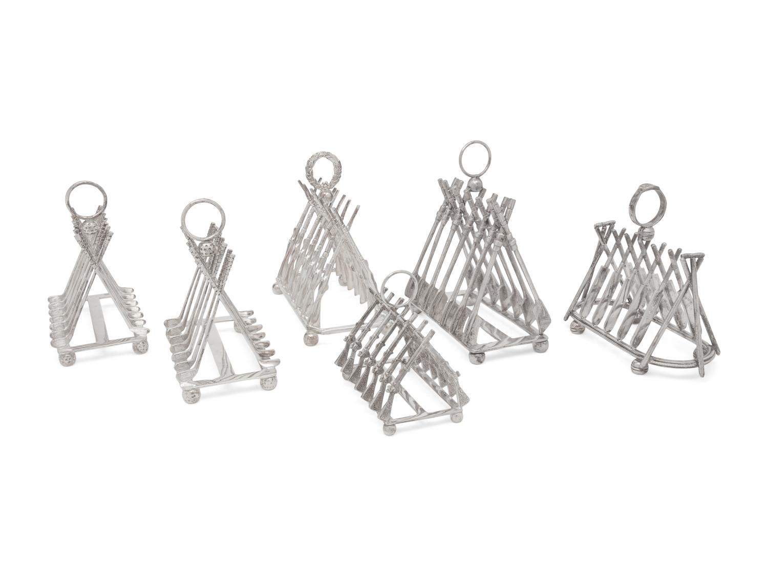 Six Silver-Plate Novelty Toast Racks