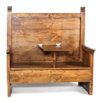 English Pub Bench Height 62 x length 60 x depth 21 1/2 inches