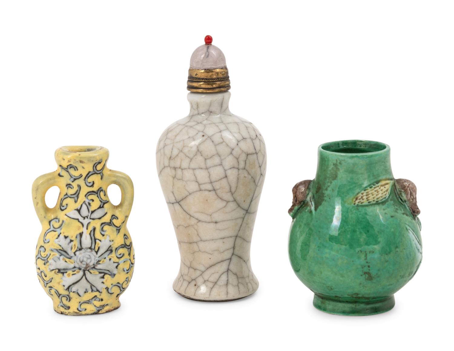 Three Chinese Porcelain Miniature Bottles