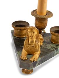 Two Marble and Bronze Inkwells