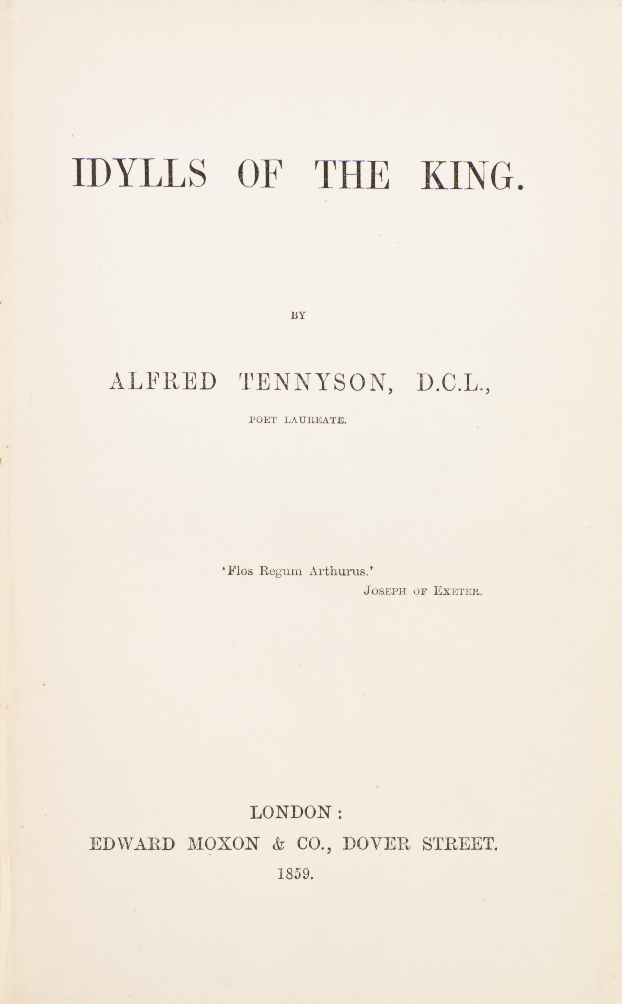 TENNYSON, ALFRED. Four first editions, including The Idylls of the King, The Princess, Tiresias and Becket.