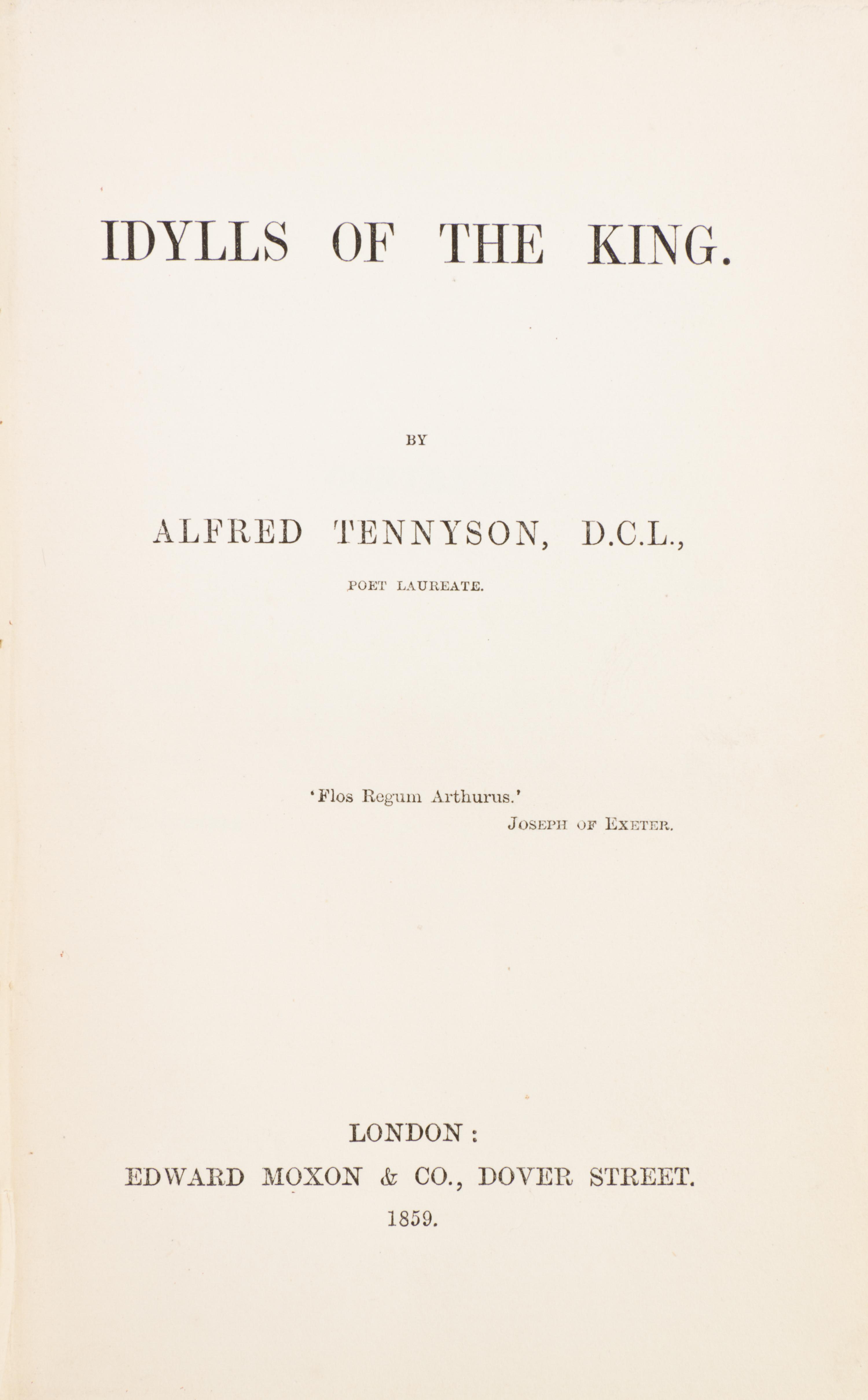 TENNYSON, ALFRED. Four first editions, including The Idylls of the King, The Princess, Tiresias and Becket.