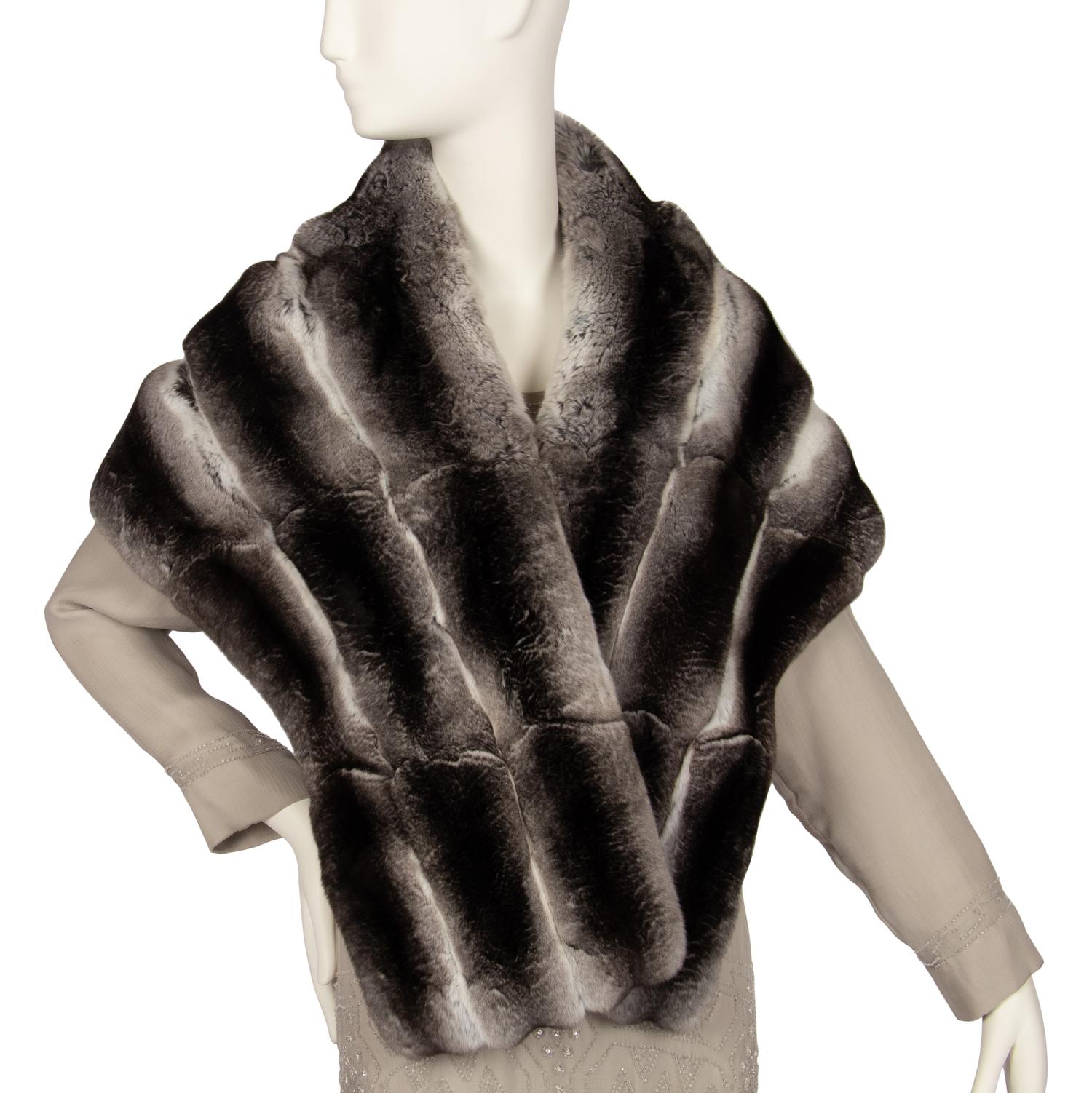 J. Mendel Black and White Chinchilla Stole, 2000s