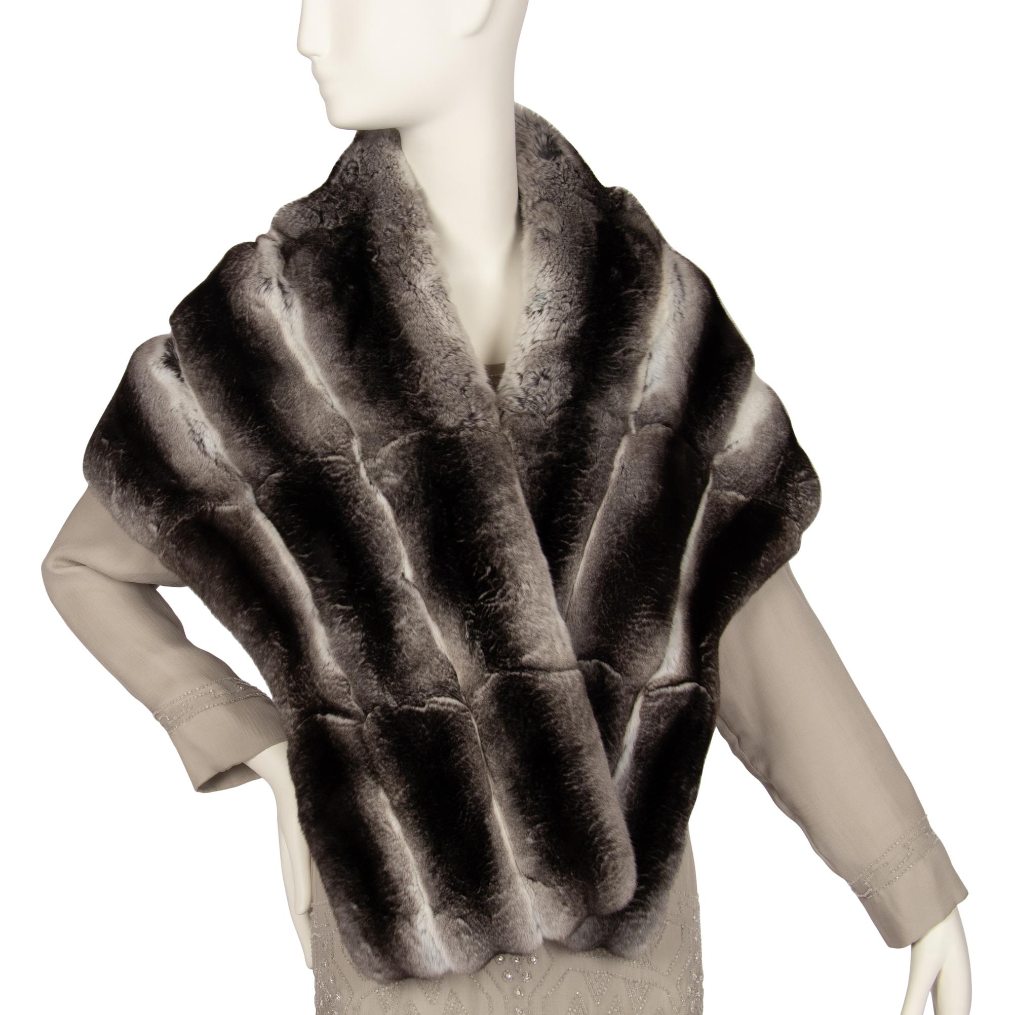 J. Mendel Black and White Chinchilla Stole, 2000s