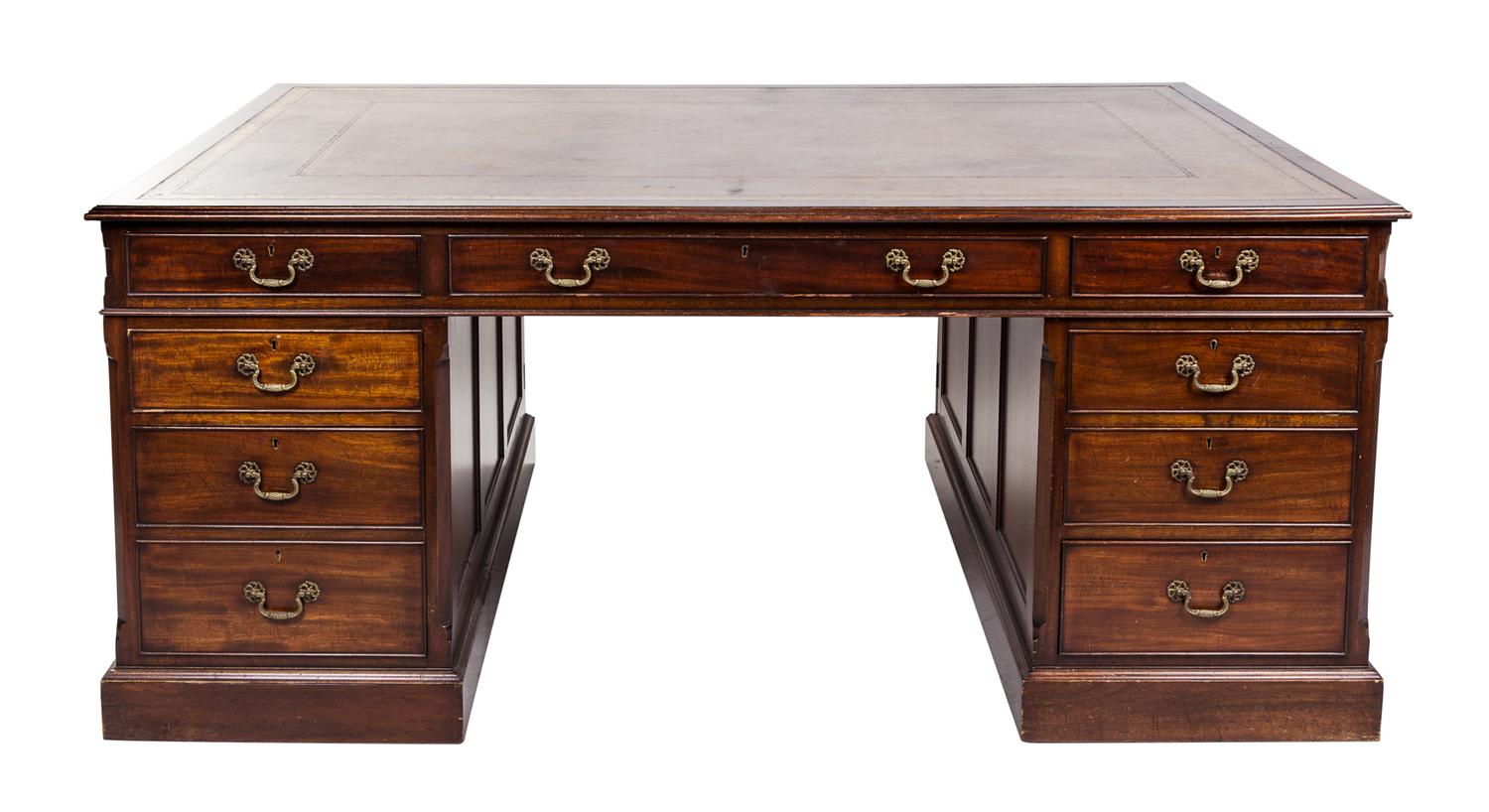A George III Style Mahogany Partners Desk Height 30 inches. — FIRST HALF 20TH CENTURY