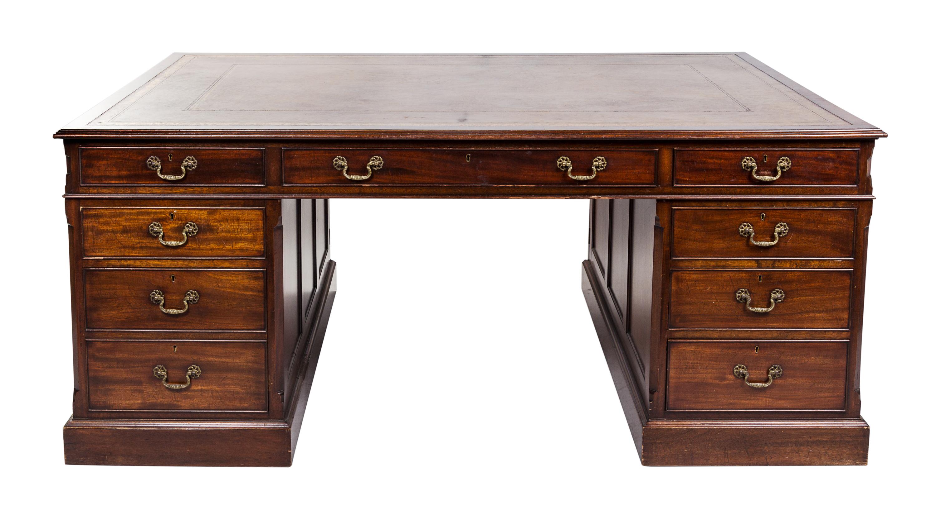 A George III Style Mahogany Partners Desk Height 30 inches. — FIRST HALF 20TH CENTURY