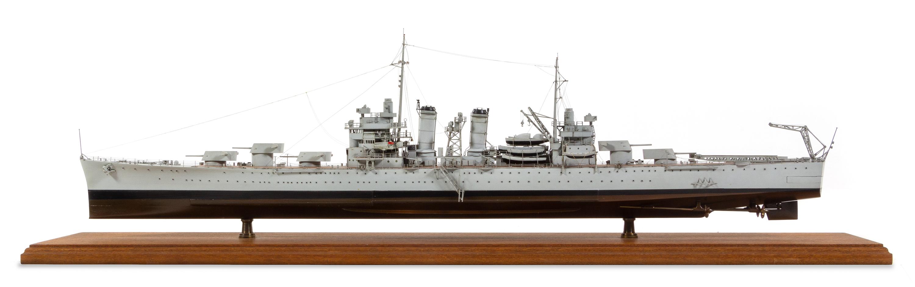 A Ship Model of the "USS Brooklyn" Height 12 x length of base 42 inches.