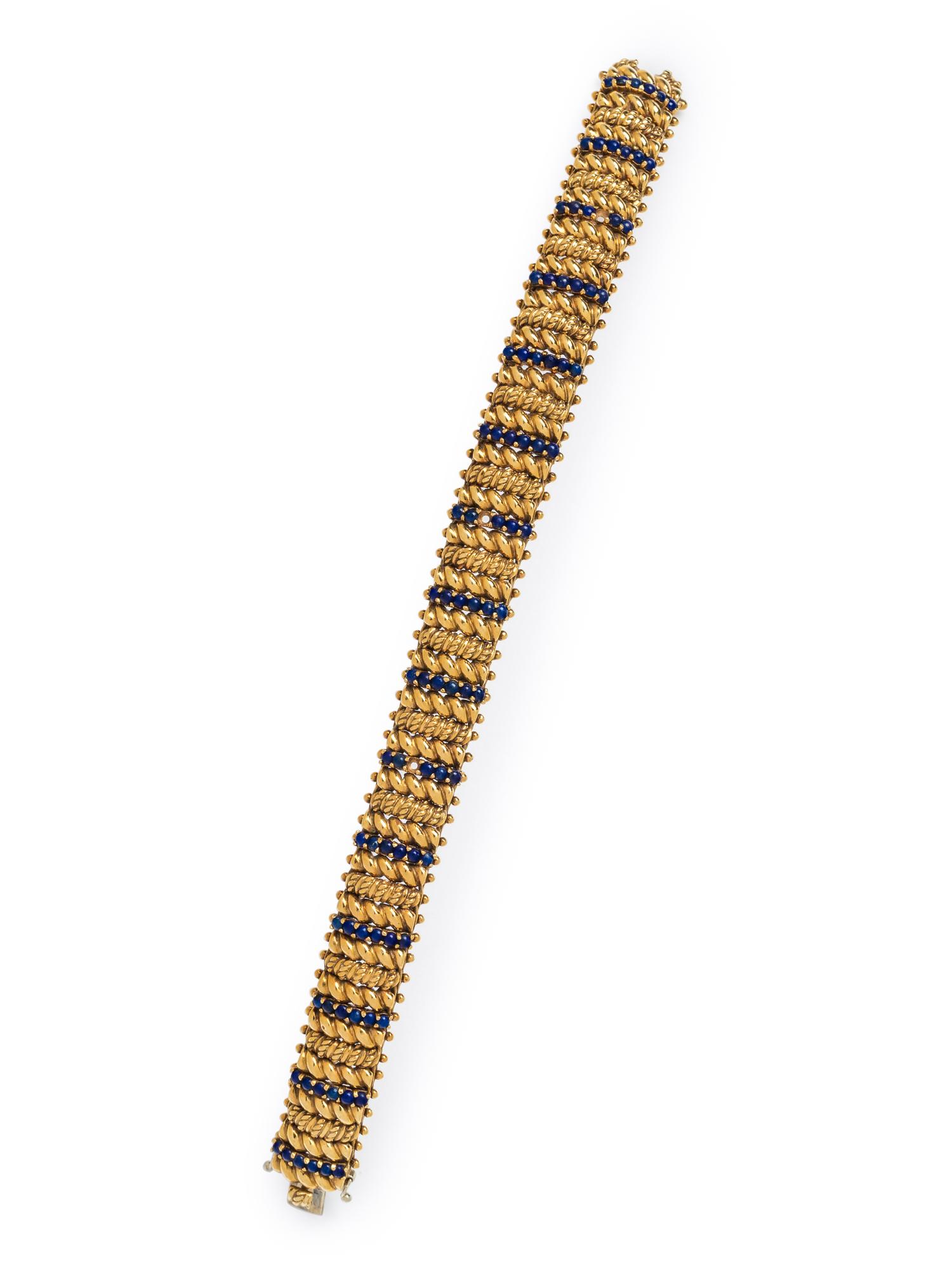 TIFFANY & CO., YELLOW GOLD AND LAPIS LAZULI BRACELET