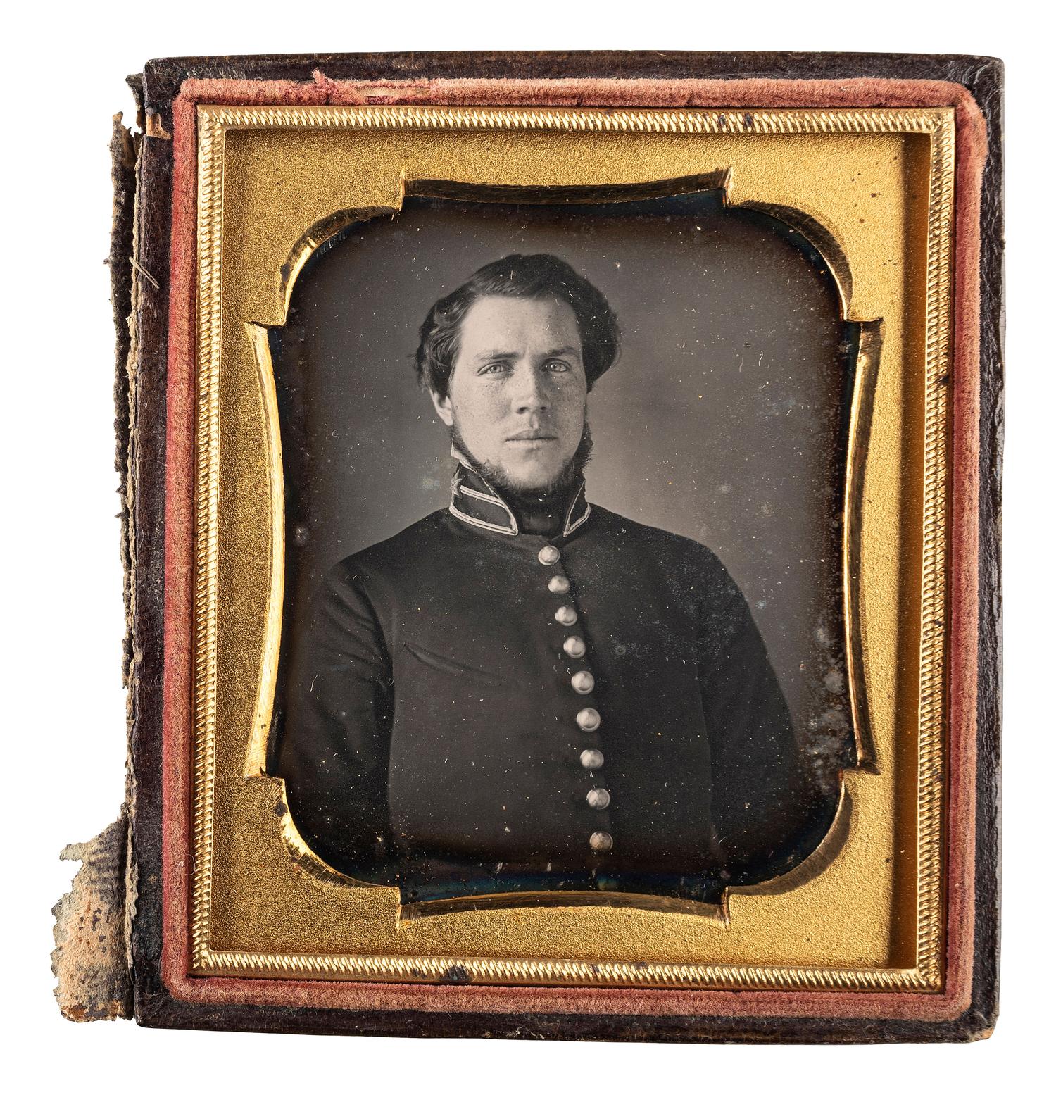 [EARLY PHOTOGRAPHY] -- [MILITARIA]. A group of 3 daguerreotypes of uniformed soldiers.