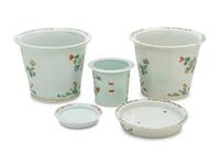 Three Chinese Famille Rose Porcelain Flowers Pots