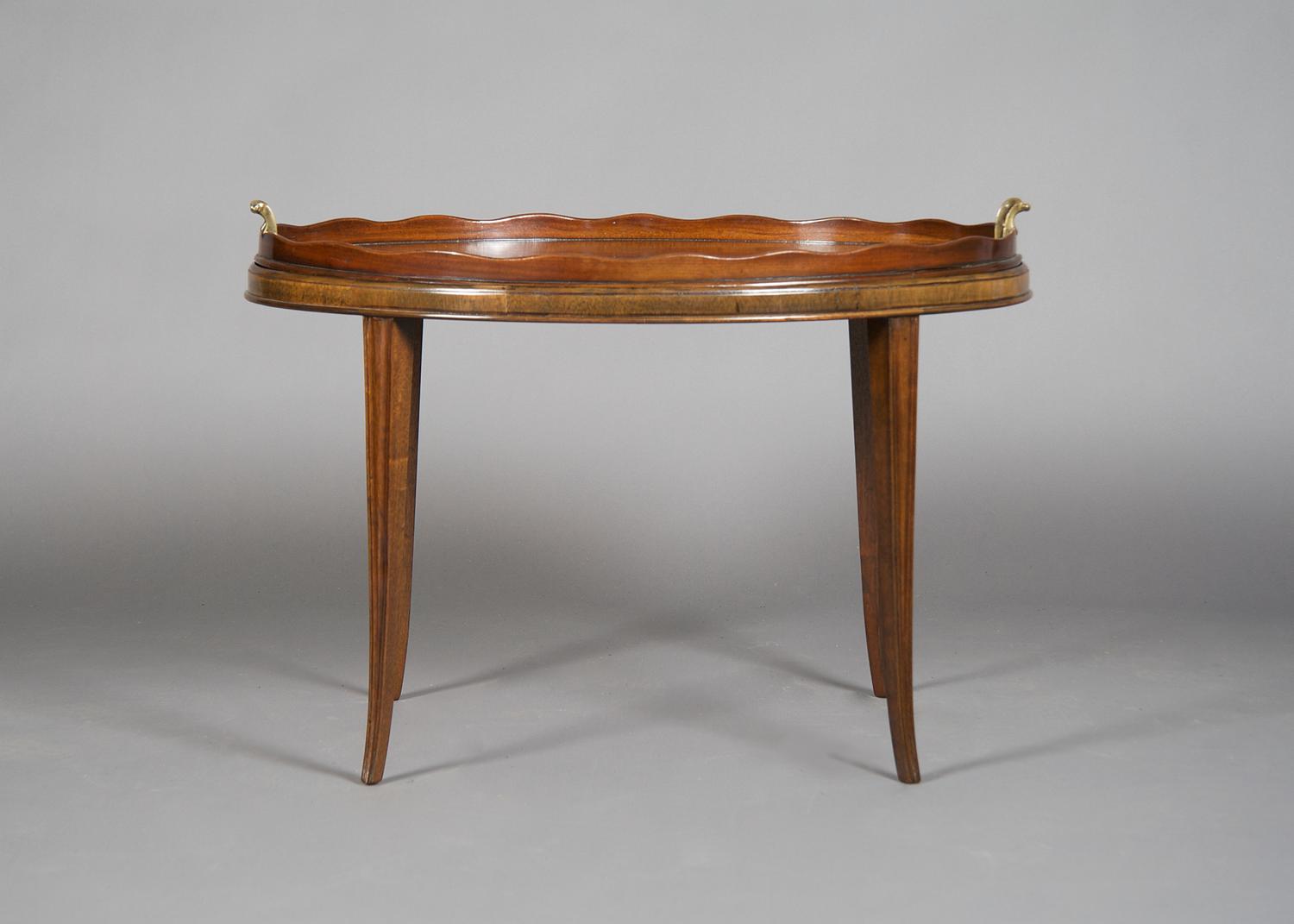 A Chippendale Style Mahogany Tray on Stand, Width 28 1/2 x depth 20 inches.