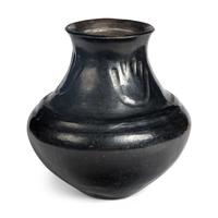 Santa Clara Blackware Pottery Jar, with Bear Paw Impressions