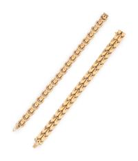COLLECTION OF YELLOW GOLD FANCY LINK BRACELETS