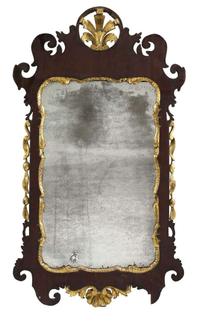George III mahogany and parcel gilt looking glass mid 18th century