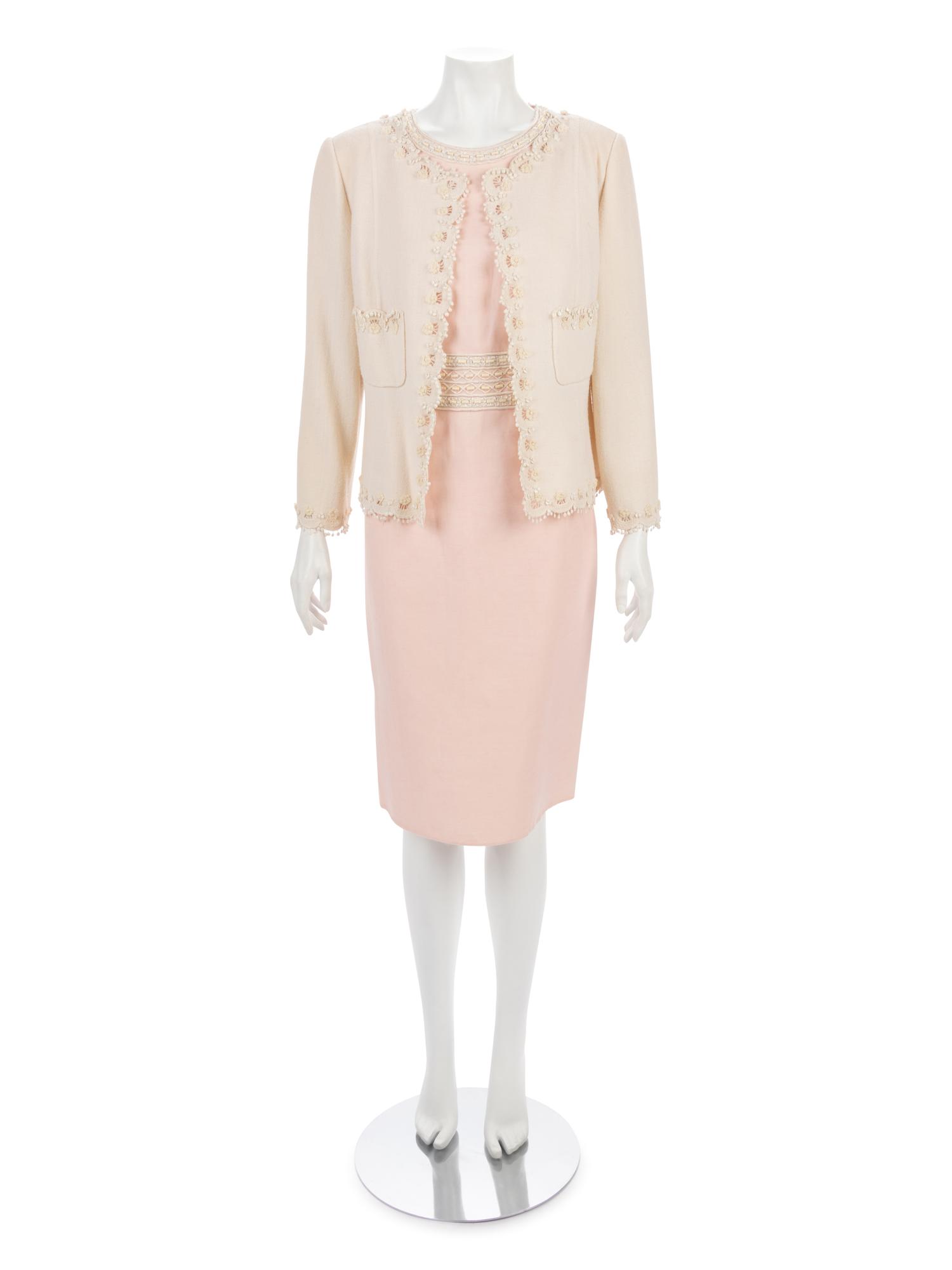 Oscar de la Renta Two-Piece Ensemble with Cardigan Style Jacket and Sheath Dress, 2006