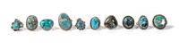 Ten Navajo Silver and Turquoise Rings