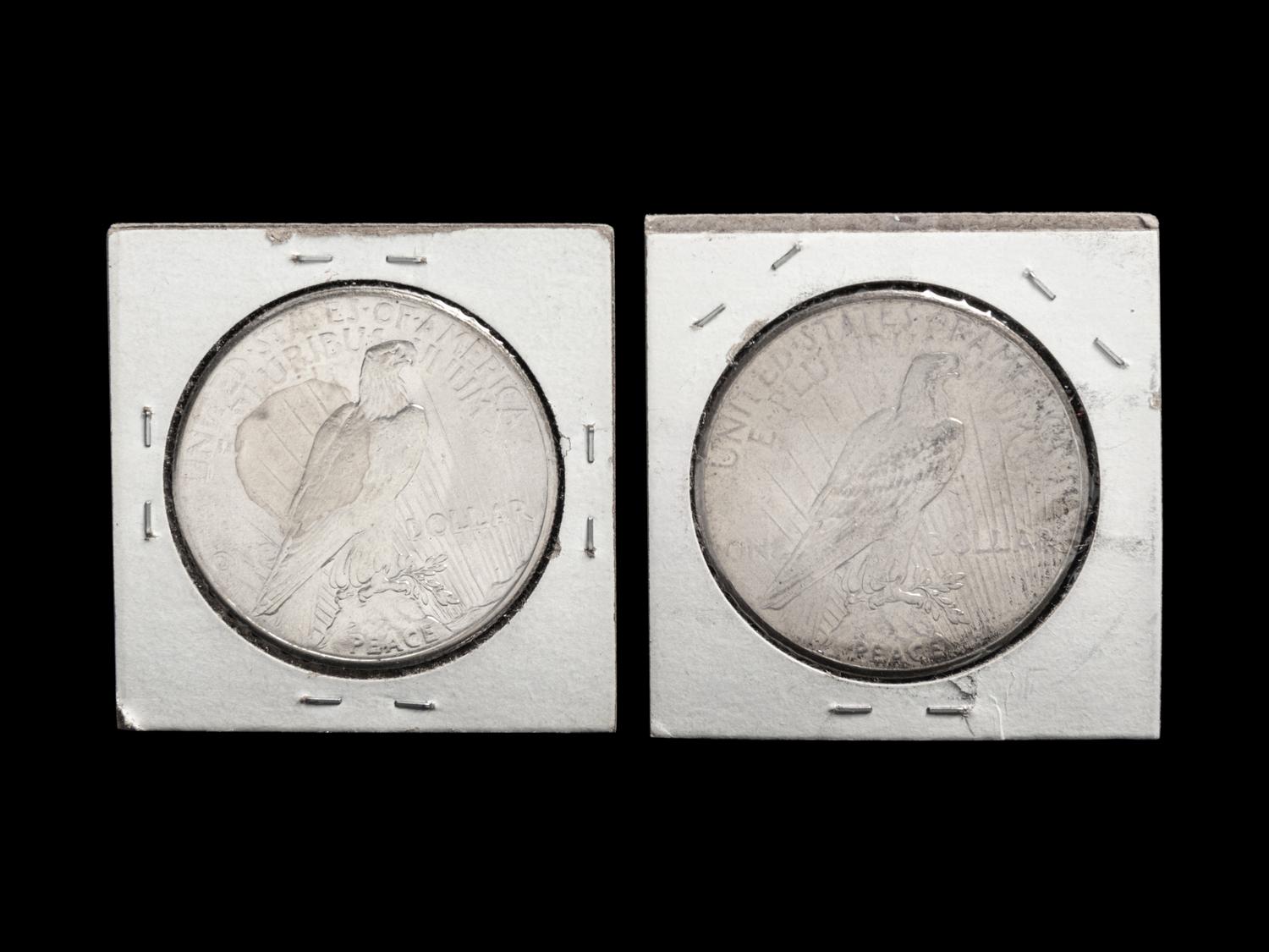 Two 1927 Peace $1 Coins