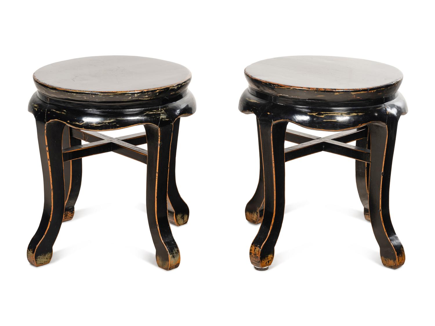 A Pair of Chinese Lacquered Jardinière Stands