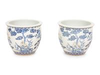 A Pair of Chinese Blue and White Porcelain Jardinières