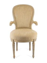 Four Louis XVI Style Carved and Painted Fauteuils — 20TH CENTURY