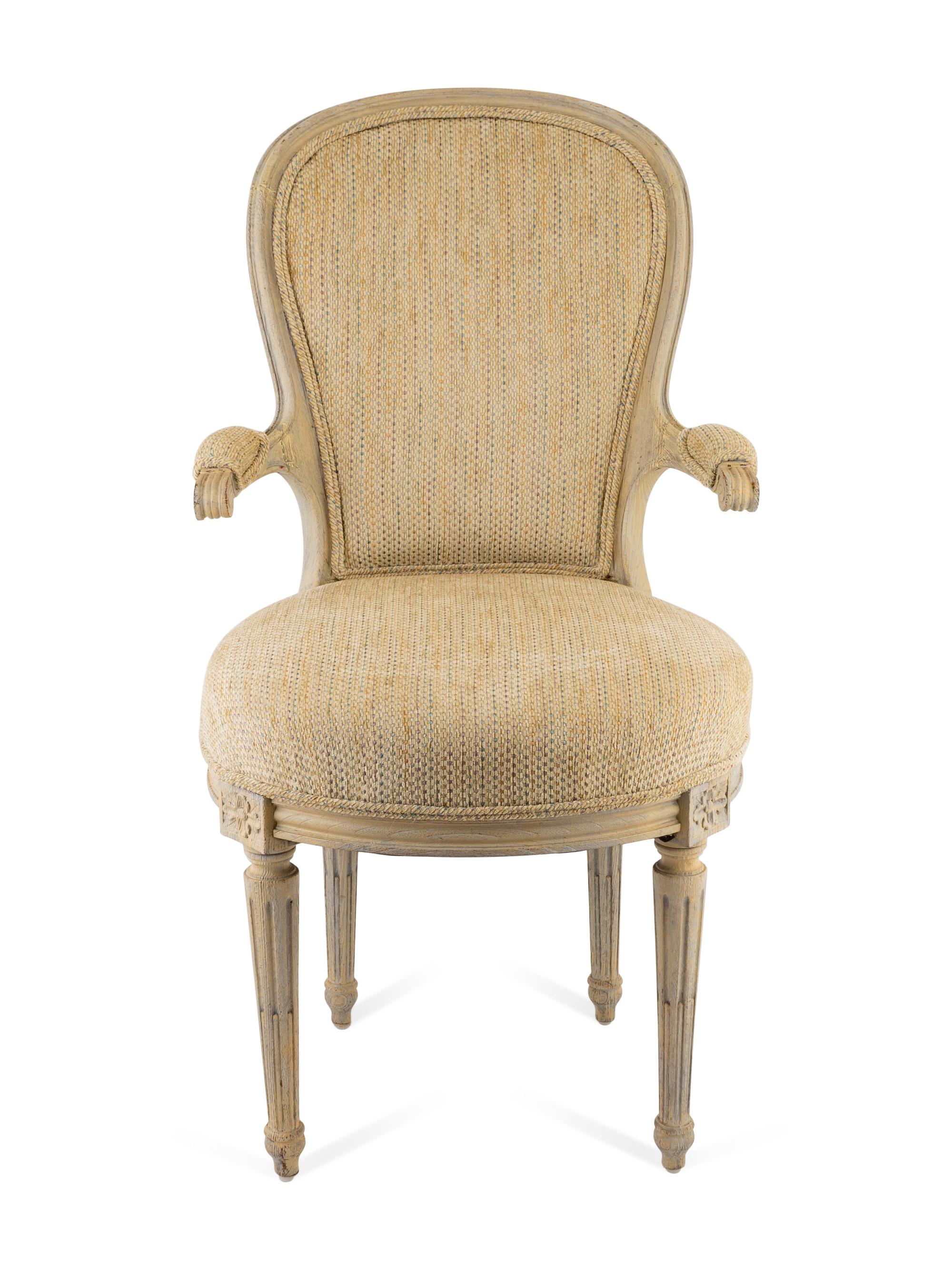 Four Louis XVI Style Carved and Painted Fauteuils — 20TH CENTURY