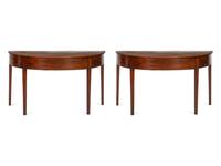 A Pair of George III Mahogany Demilune Console Tables