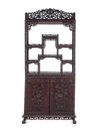 A Chinese Export Hardwood Displaying Cabinet