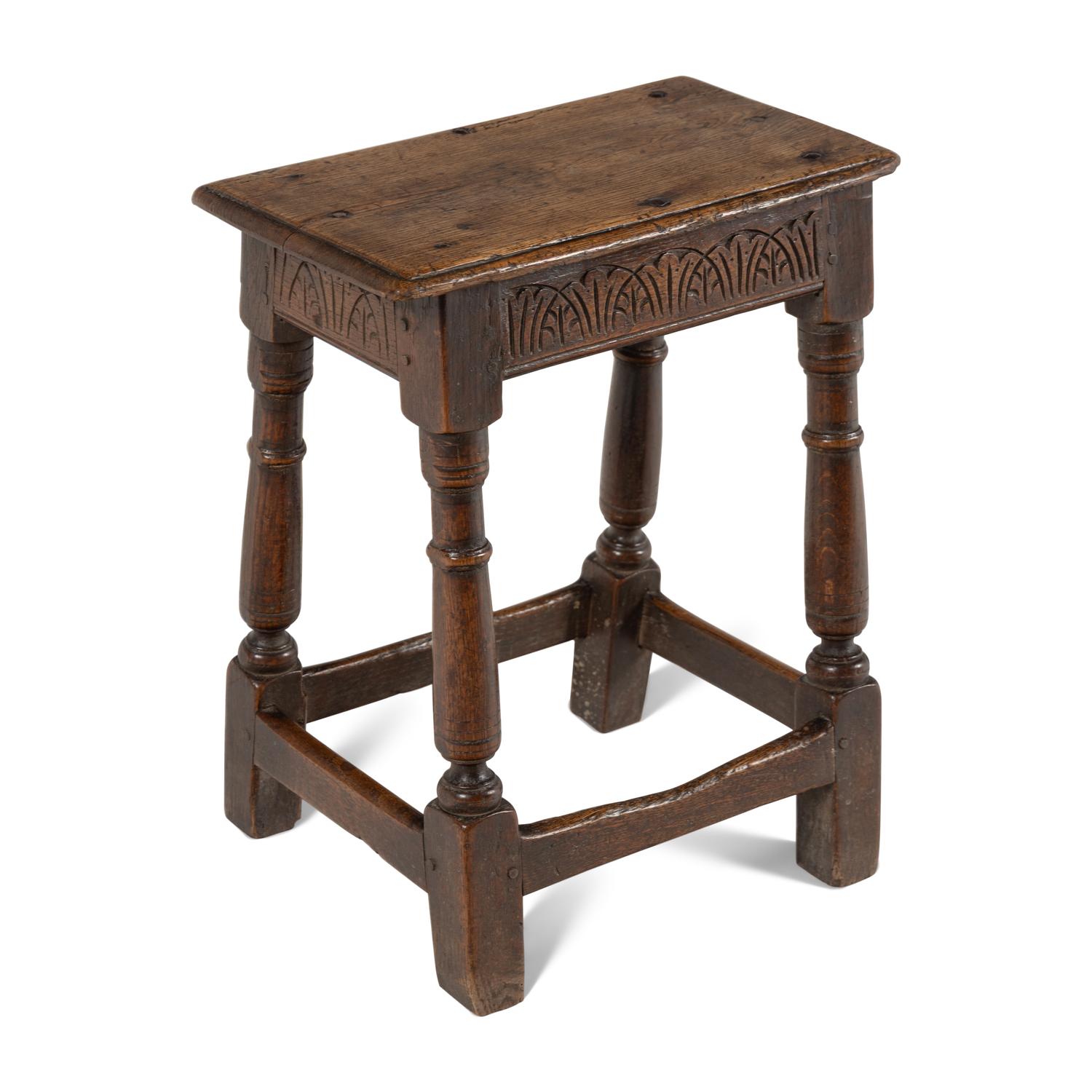 A Charles II Oak Stool