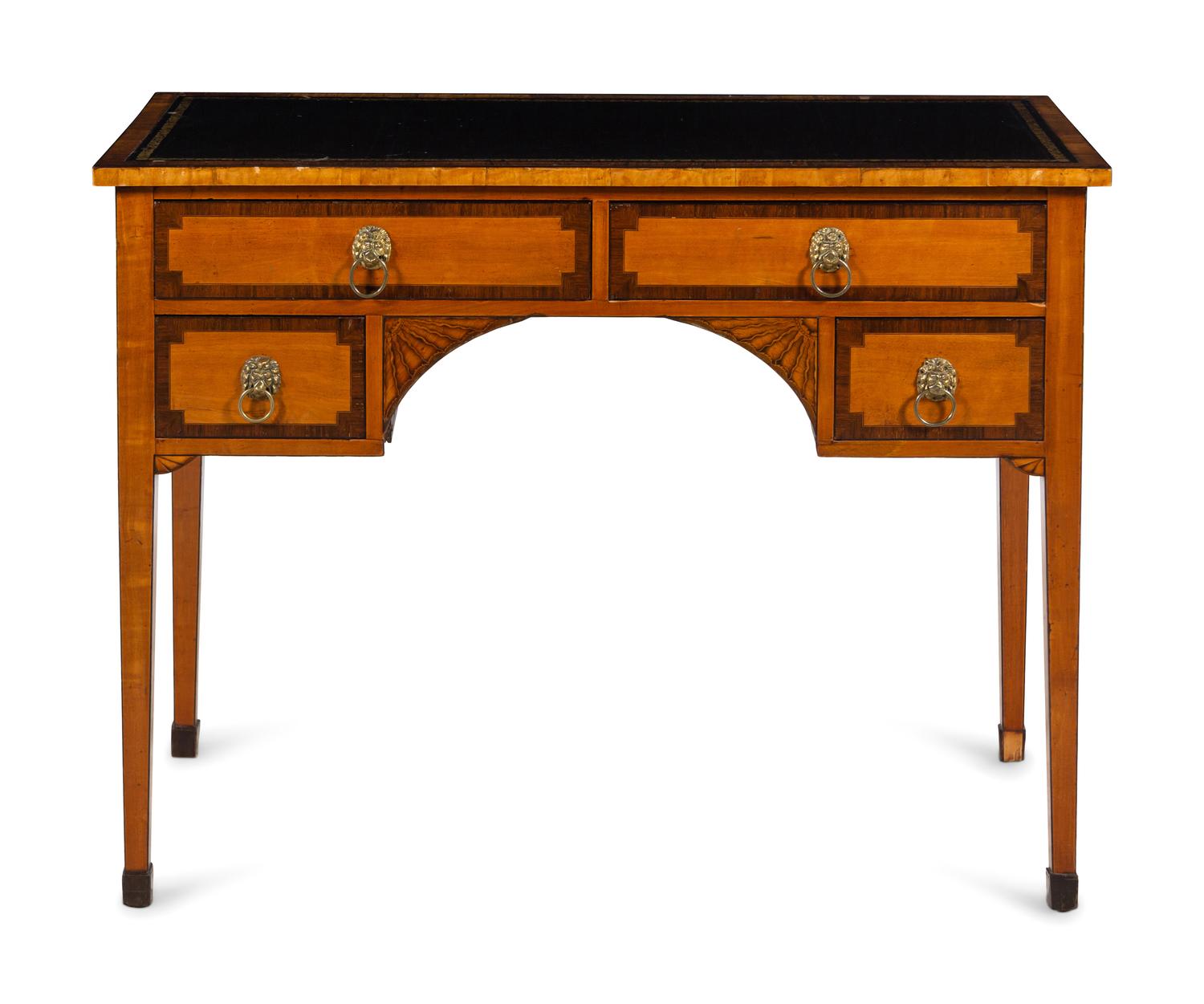 A George III Mahogany, Satinwood and Marquetry Writing Table