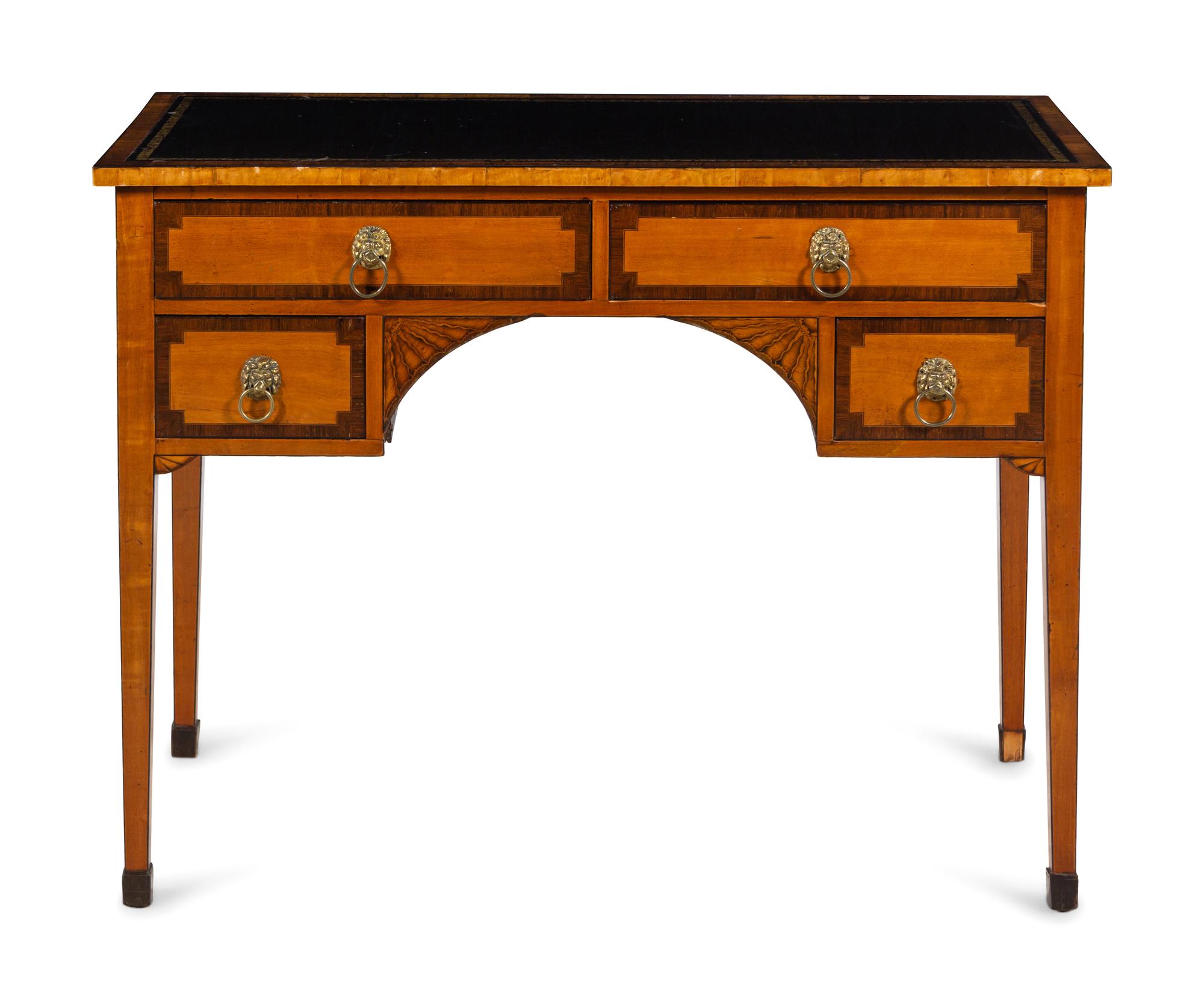 A George III Mahogany, Satinwood and Marquetry Writing Table