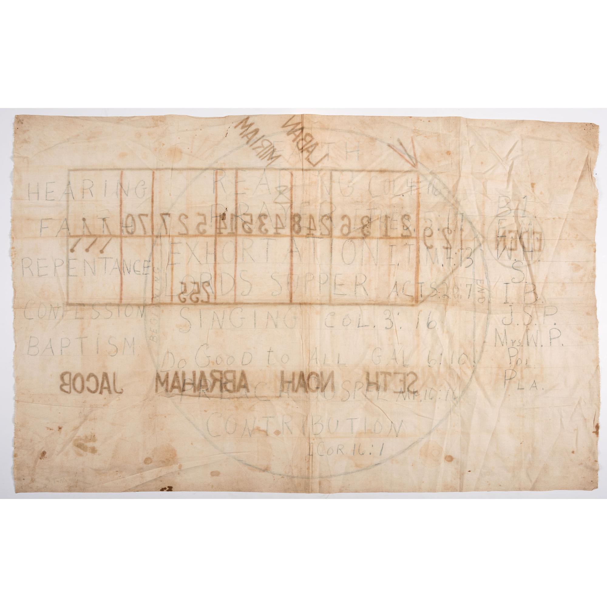 [RELIGION]. A group of 3 illustrated church tent revival banners. [ca 1910s-1920s].