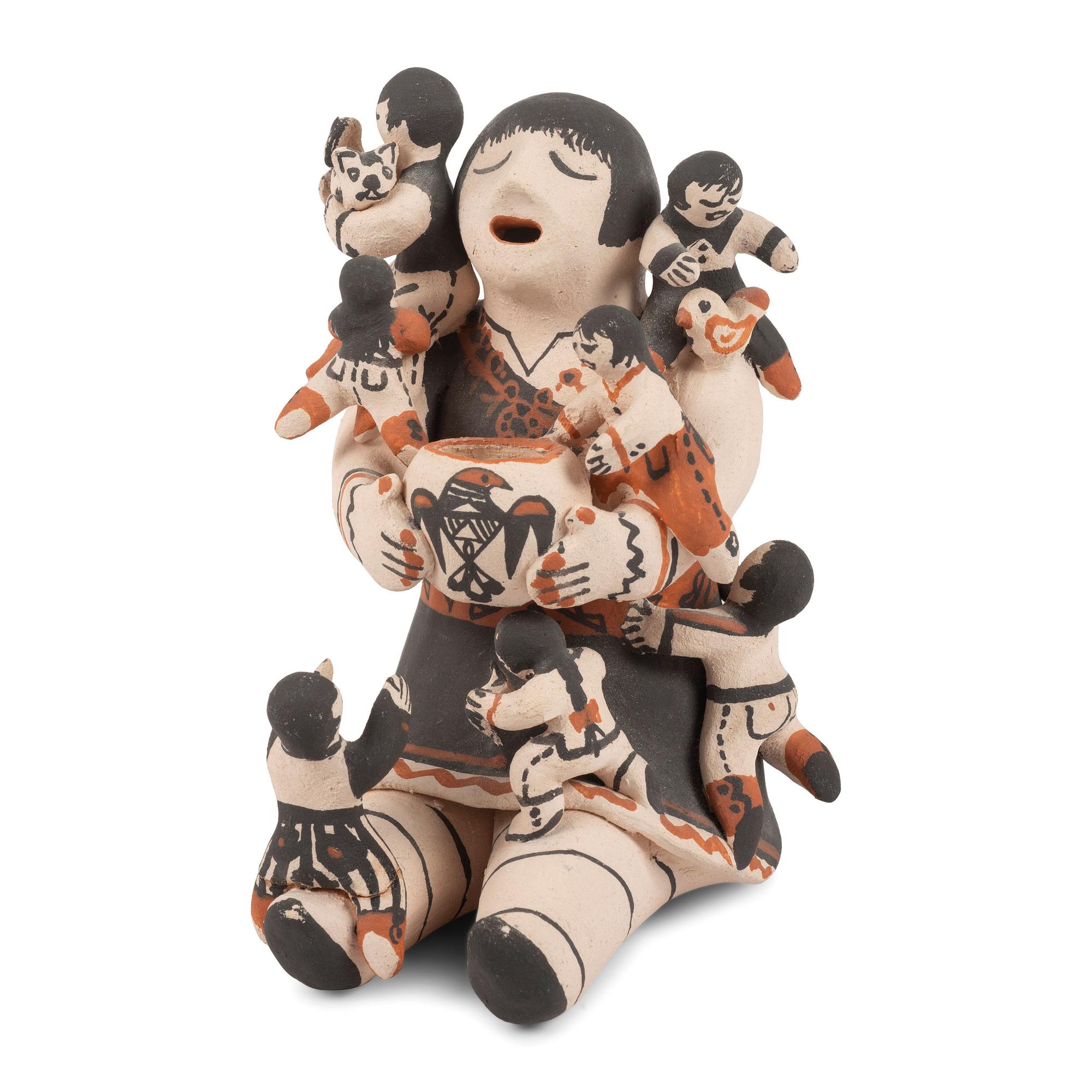 Pottery Storyteller Figure, with Seven Children