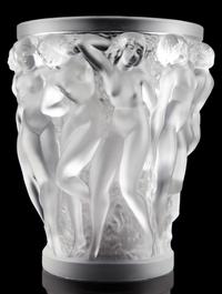 A Lalique Molded and Frosted Glass Vase Height 9 1/2 inches. — SECOND HALF 20TH CENTURY