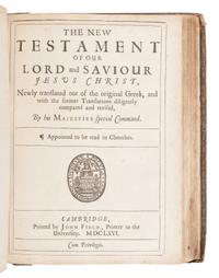 [BIBLE, in English]. The Holy Bible Containing the Old Testament and the New . -- Index Biblicus: or an Exact Concordance to the Holy Bible . -- The Whole Book of Psalms . Cambridge: John Field, 1668, 1666.