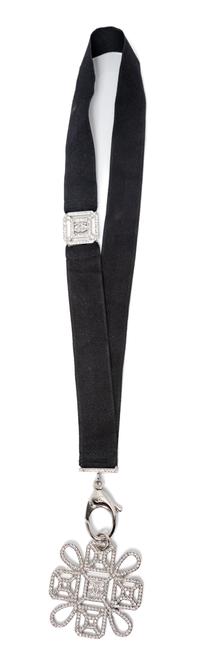 Chanel Rhinestone Necklace on Black Silk Ribbon, 2017