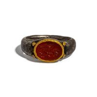 A Roman Gilt-Silver and Carnelian Finger Ring with the Goddess Minerva