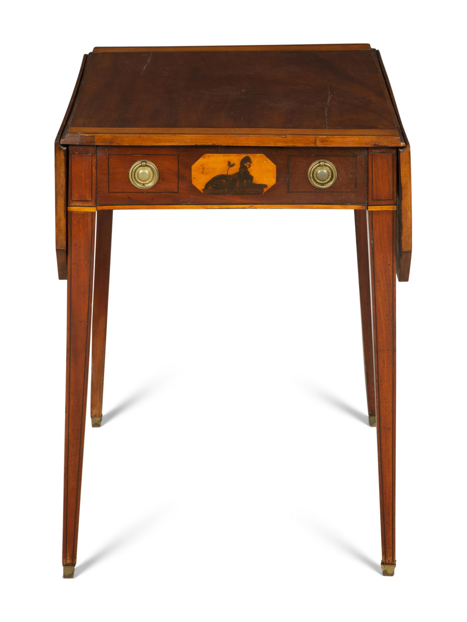 A George III Satinwood and Ebony Inlaid Mahogany Pembroke Table