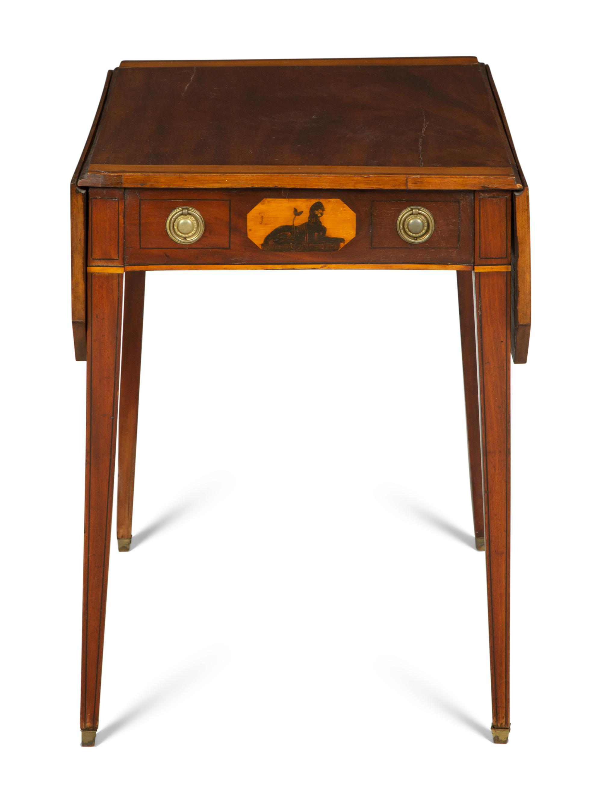 A George III Satinwood and Ebony Inlaid Mahogany Pembroke Table
