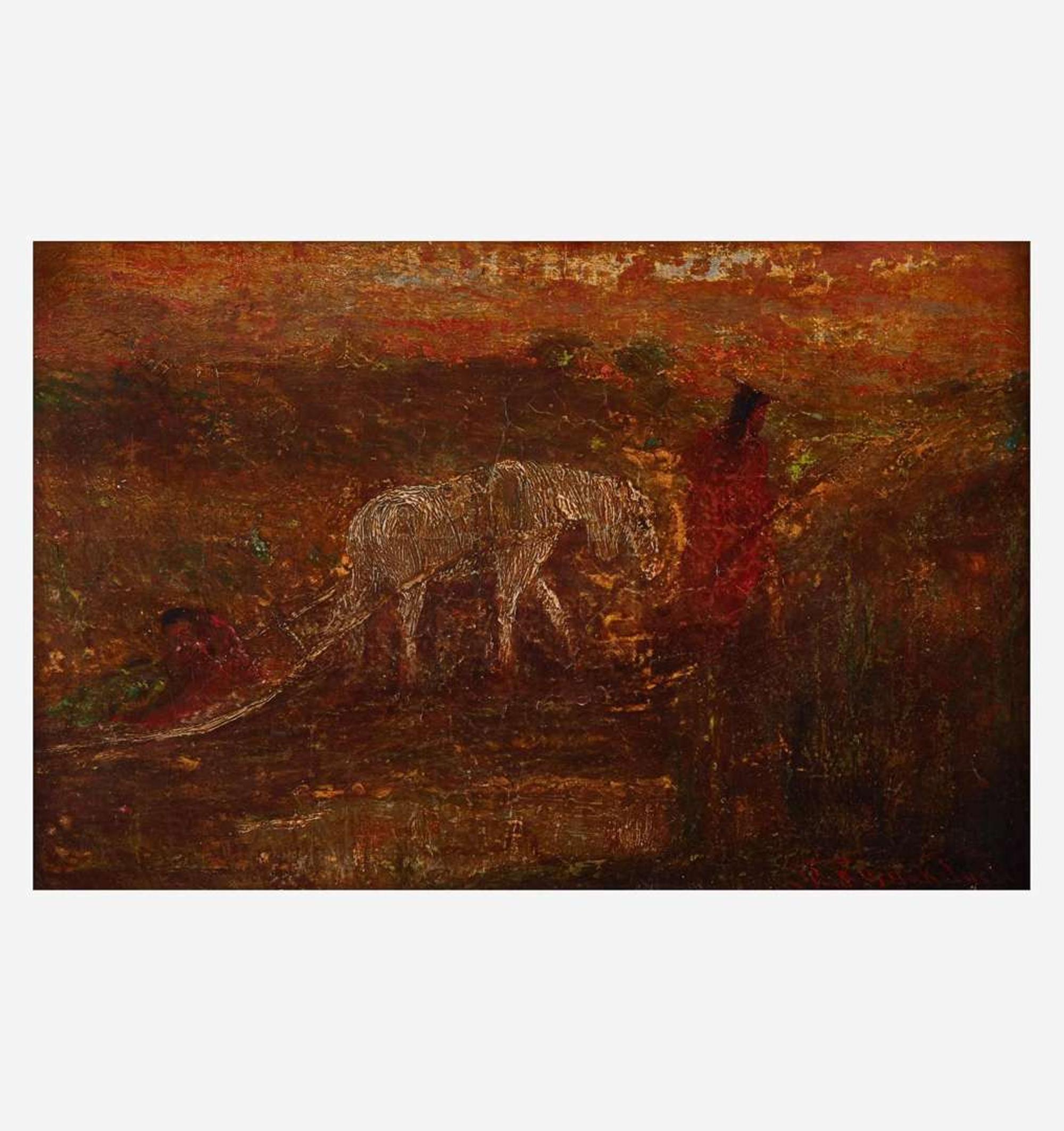 Ralph Albert Blakelock (American, 1847–1919) Indian with Horse and Cart