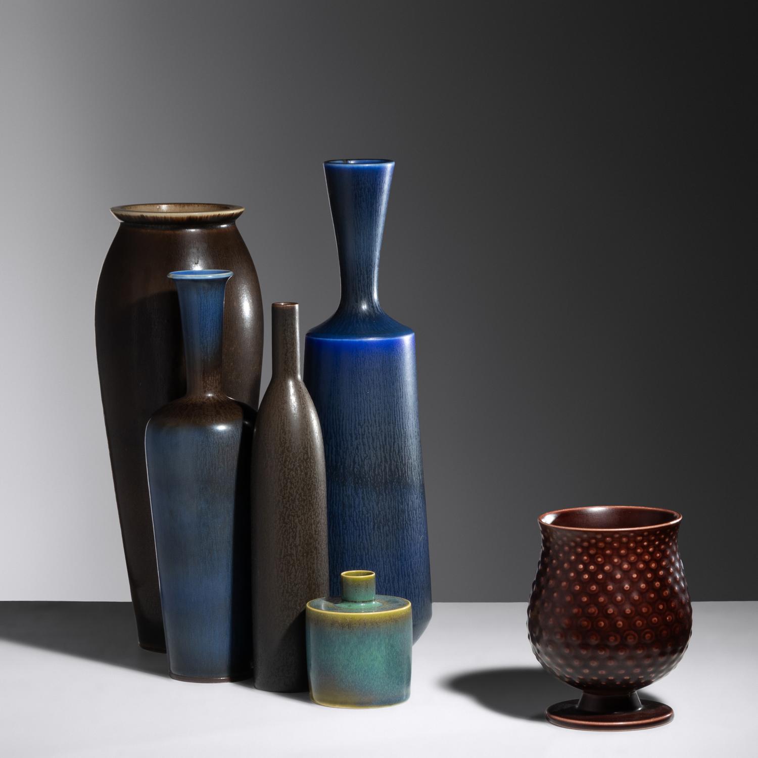 Collection of Six Vases Gustavsberg, Sweden Rorstrand, Sweden Royal Copenhagen, Denmark