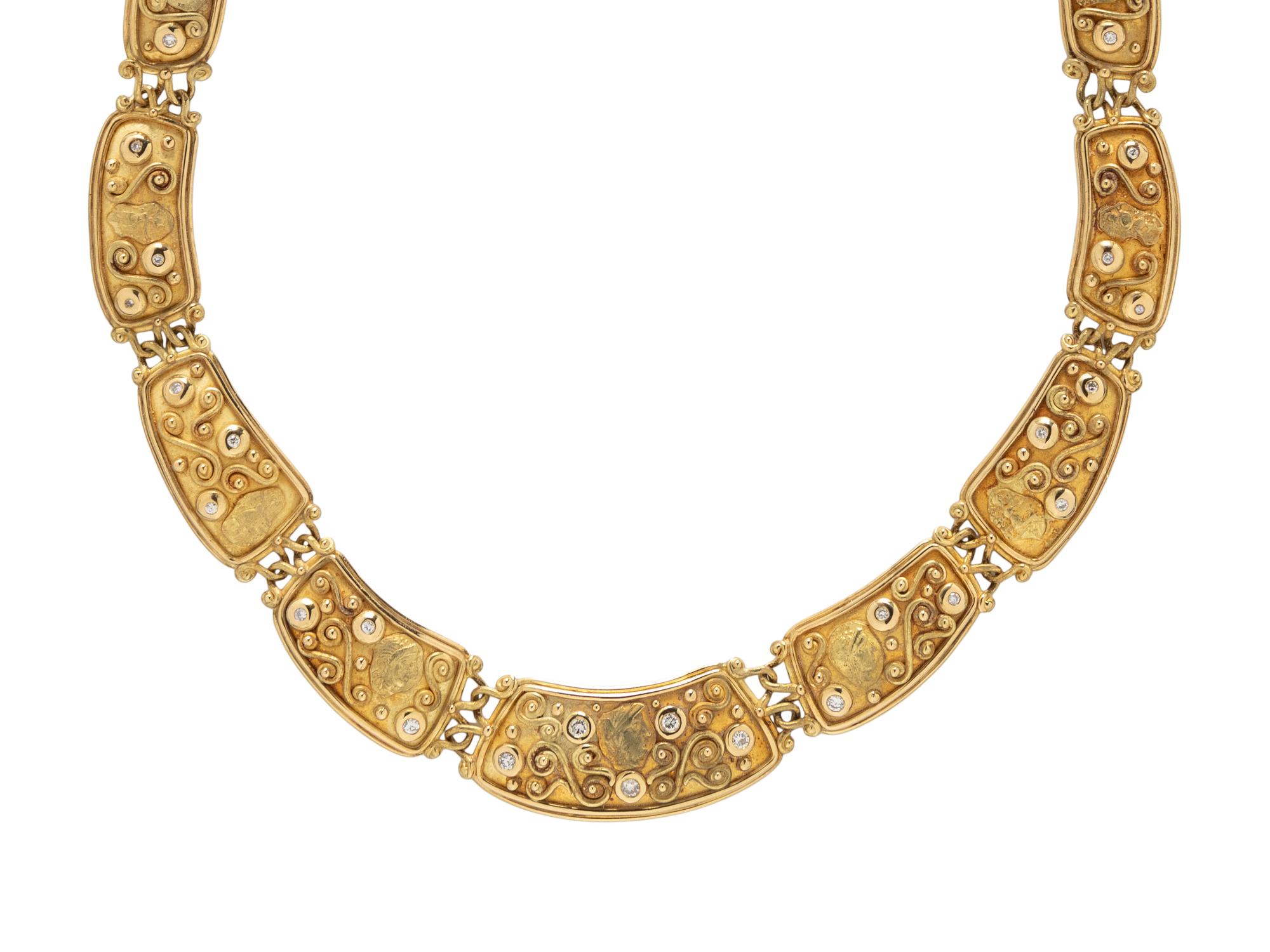 DENISE ROBERGE, YELLOW GOLD AND DIAMOND NECKLACE