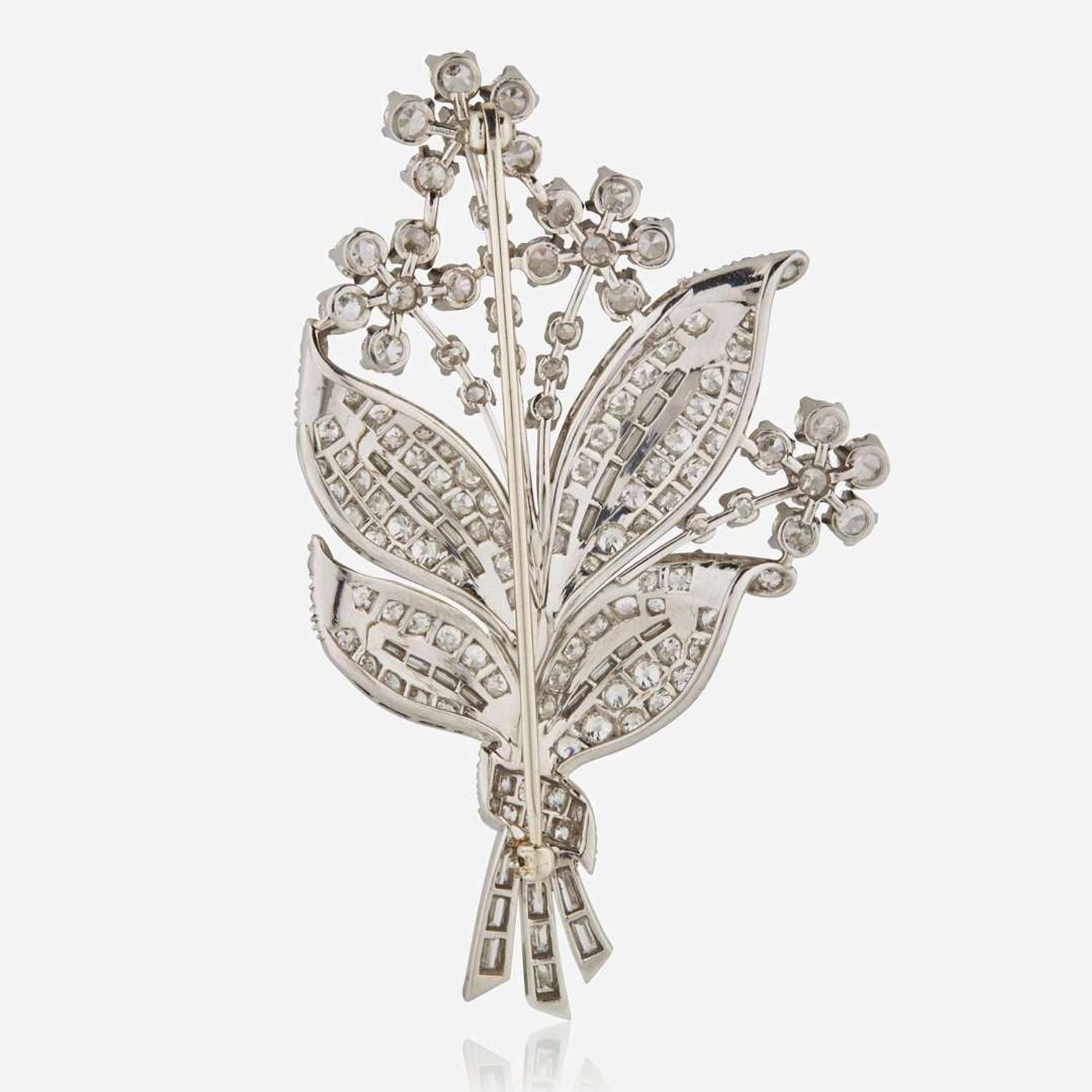 A Platinum and Diamond Flower Bouquet Brooch