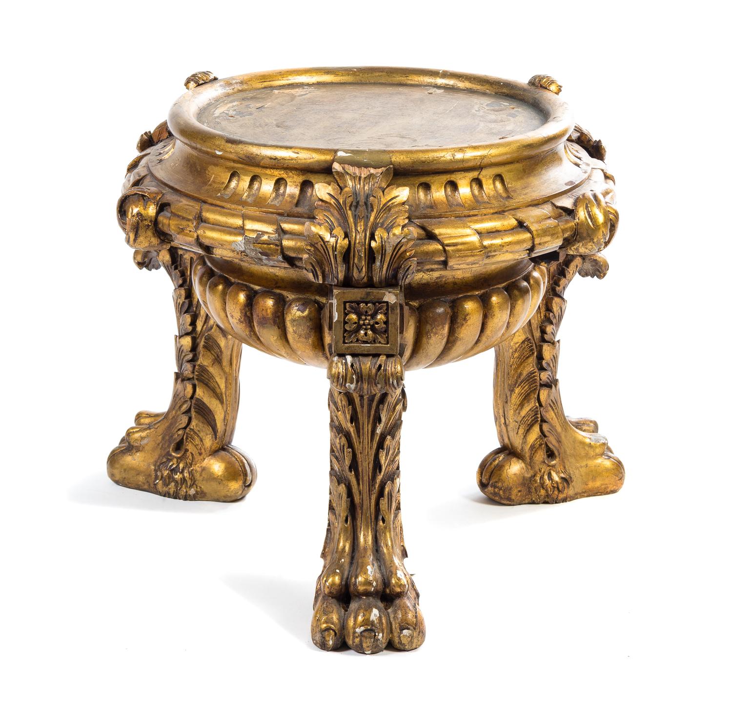 A Continental Giltwood Pedestal Height 20 1/2 x diameter 24 inches. — EARLY 20TH CENTURY