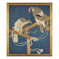A Japanese "Hawks" Embroidery, Meiji Period