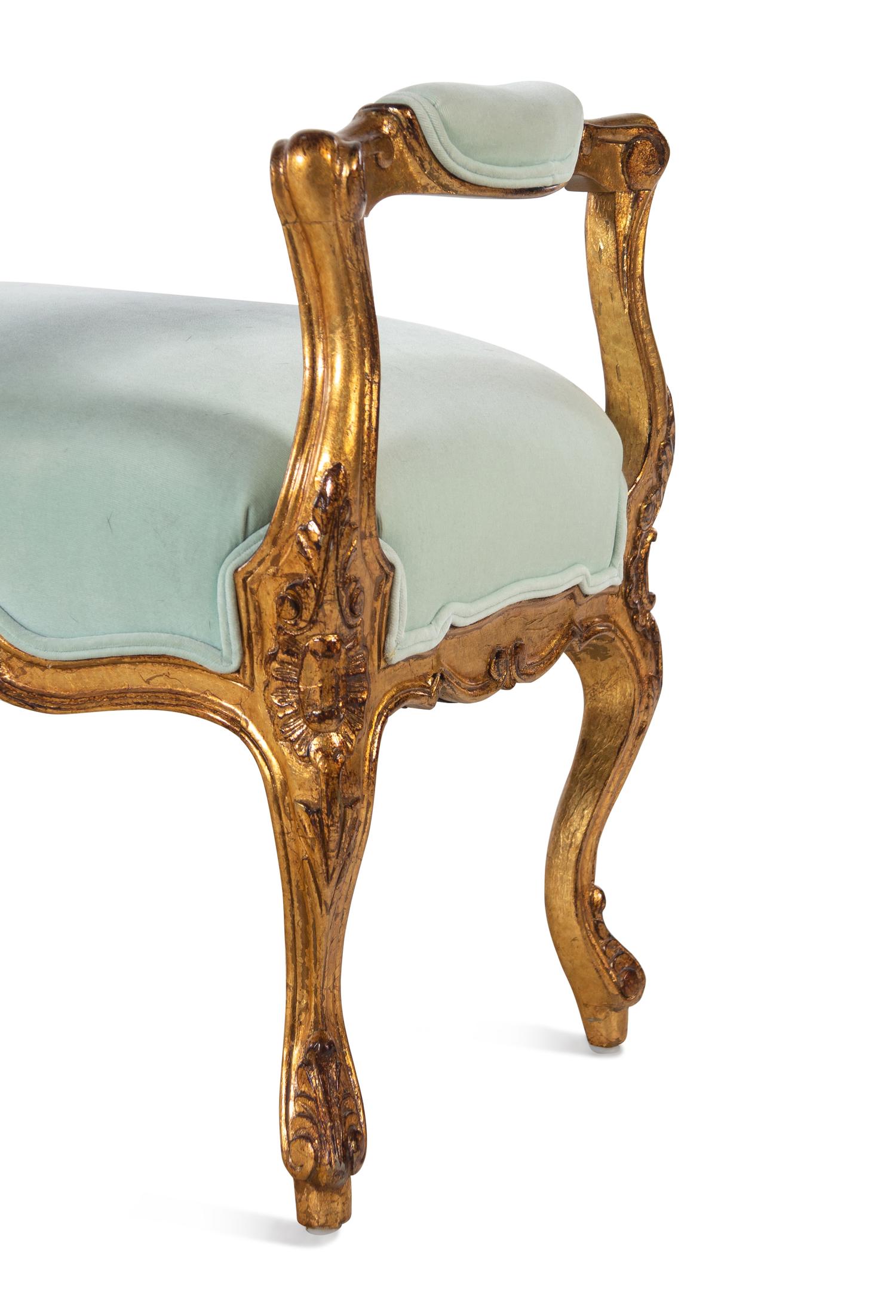 A Louis XV Style Giltwood Bench