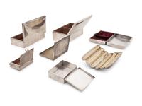 A Group of Silver Table Caskets and Humidors