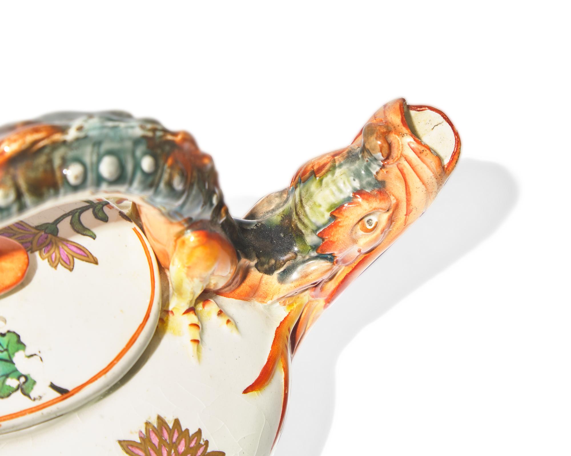A Wedgwood Majolica Figural Dragon Teapot
