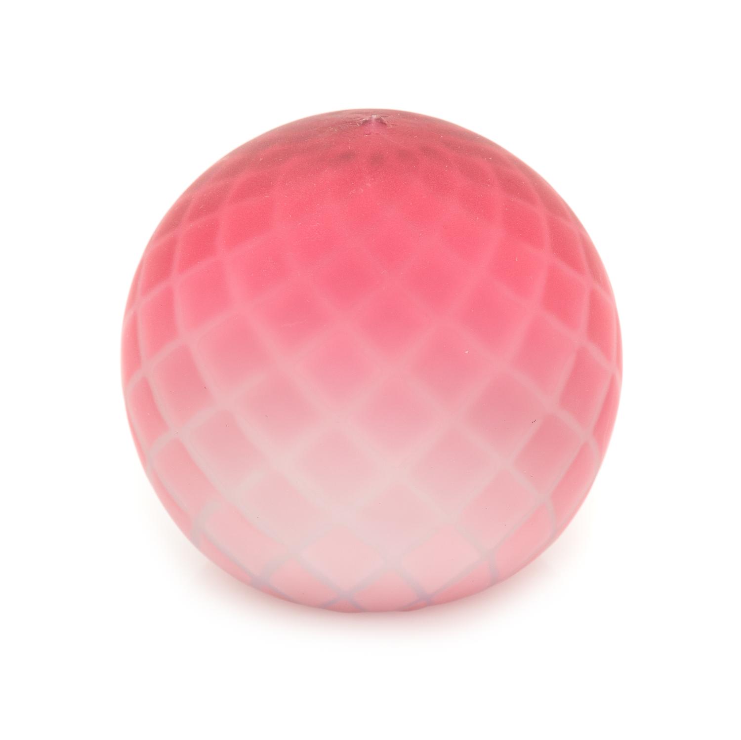 A Hollow Red Satin Frosted Paperweight Diameter 4 inches