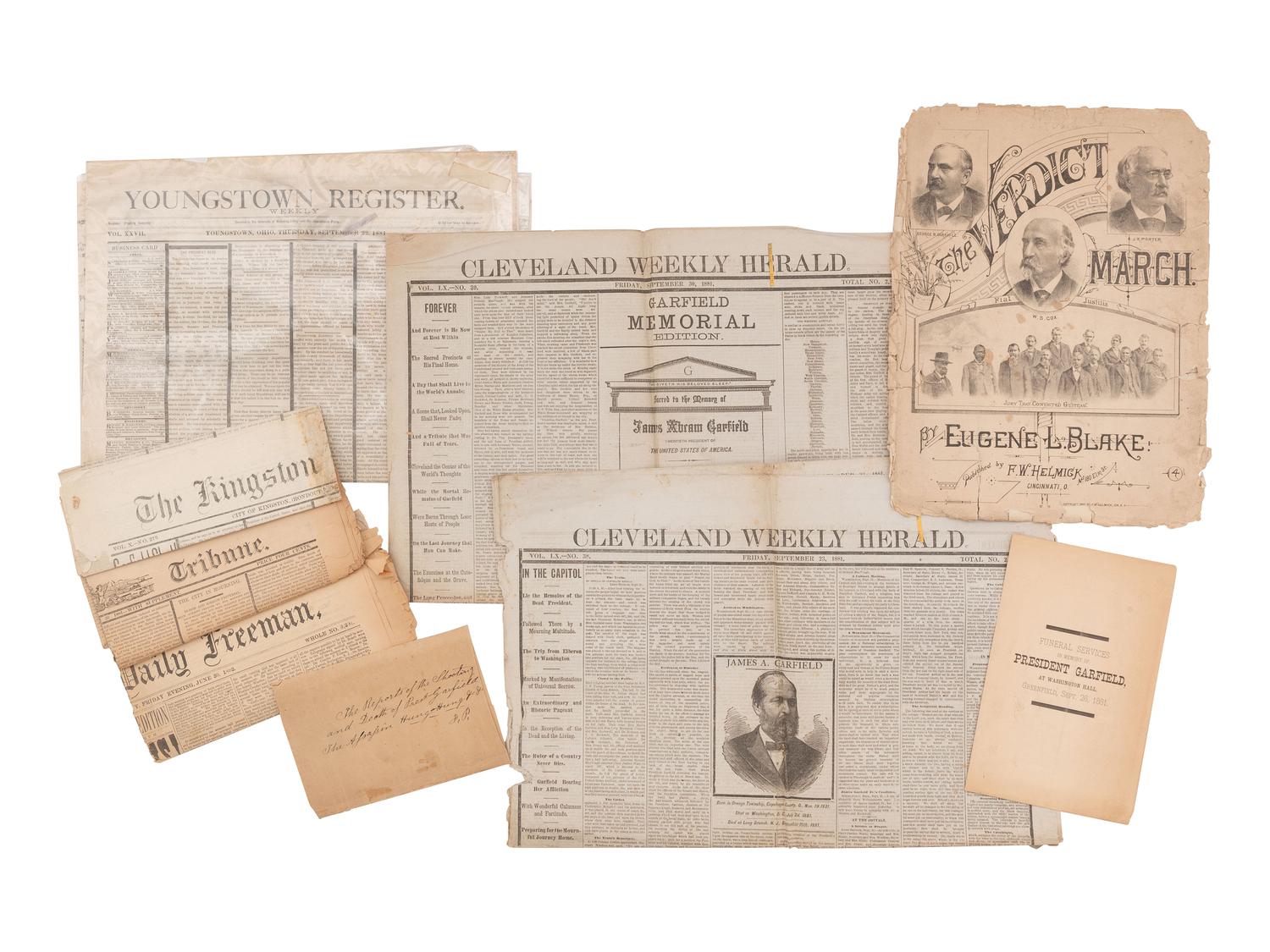 [GARFIELD, James]. Group involving the shooting, death, and aftermath of James Garfield's assassination.